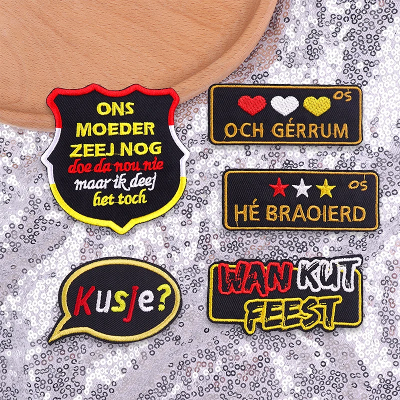 Conjunto de 3-6 uds. De parches con emblema de rana Oeteldonk de Países Bajos, parches para planchar para uniforme, emblema de Carnaval, parche bordado para decoración de ropa - imagen 3