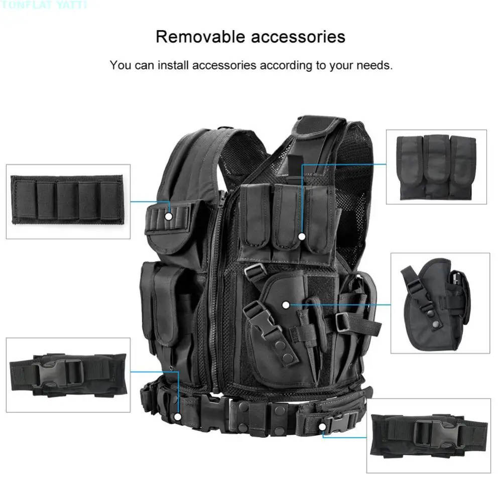Ropa de seguridad para caza, chaleco táctico Swat, chaqueta Swat, aparejo de pecho, multibolsillo del ejército Cs, accesorios de Camping - imagen 3