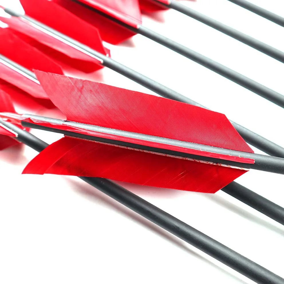 ID6.2mm flechas de carbono puro Spine500 32 pulgadas 4 pulgadas pluma de pavo anticelato tiro con arco arco tradicional caza 12 Uds - imagen 3
