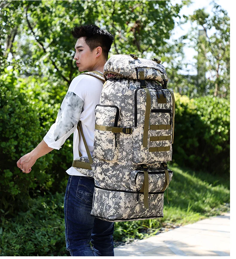 Montañismo al aire libre de 75L, senderismo, Camping, bolsa de viaje deportiva, mochila grande multifuncional táctica militar - imagen 5