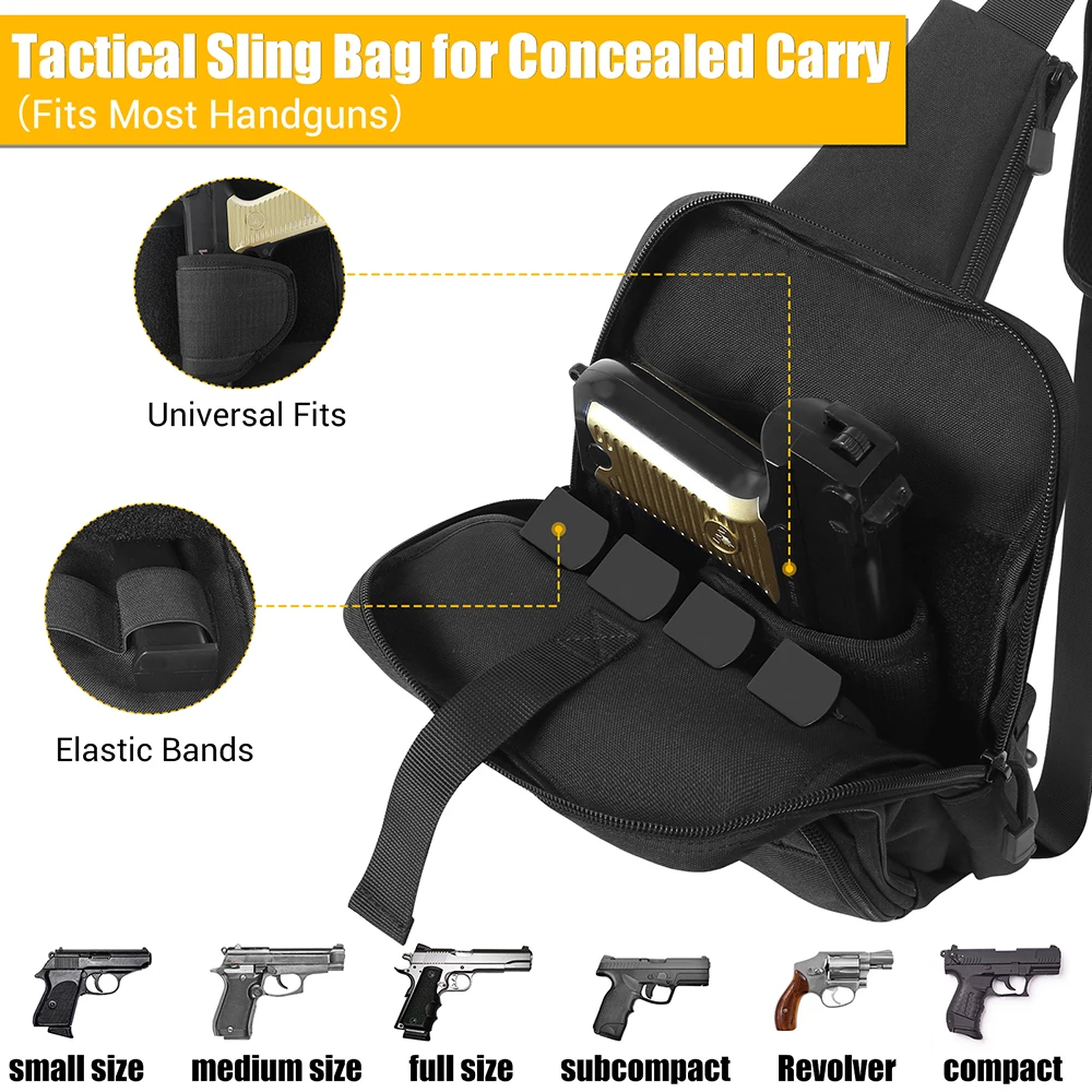 Bolsa de transporte oculta para pistola táctica, bolso de hombro para hombre, bolso de pecho informal de moda para deportes de caza y tiro al aire libre - imagen 3