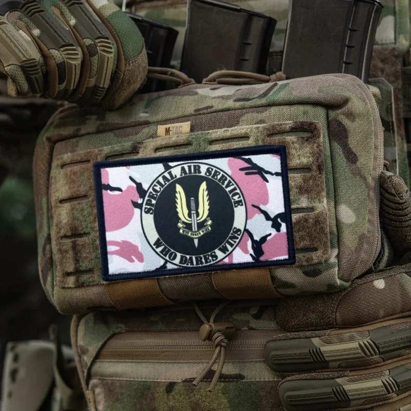 Parche de impresión SAS de fuerzas especiales, chaleco táctico, insignia de moral con gancho y bucle, pegatinas decorativas para mochila, parches para brazalete para ropa