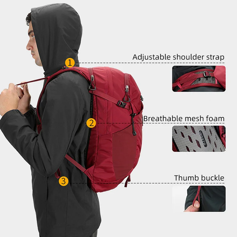 Mochila grande para acampar y ciclismo de 25L, chaleco hidratante para correr, deportes al aire libre, escalada, senderismo, bolsa de hidratación para bicicleta de montaña y carretera - imagen 5