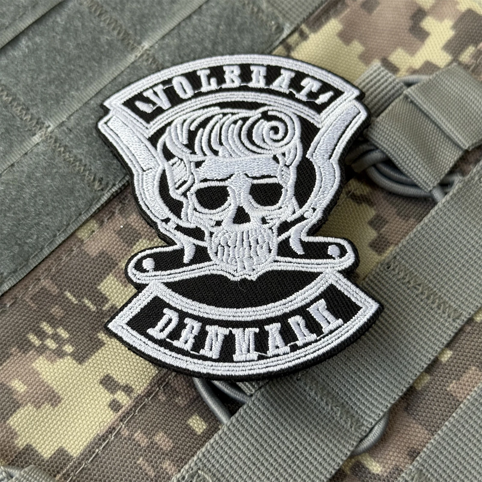 Parche de roca, esqueleto, insignia de moral táctica, apliques militares, emblema, pegatina para mochila, parches bordados con gancho para ropa - imagen 5