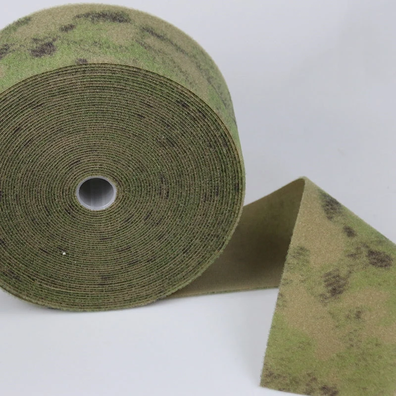 Cinta de camuflaje para ropa táctica, cinta de superficie peluda, color verde, 10cm - imagen 2