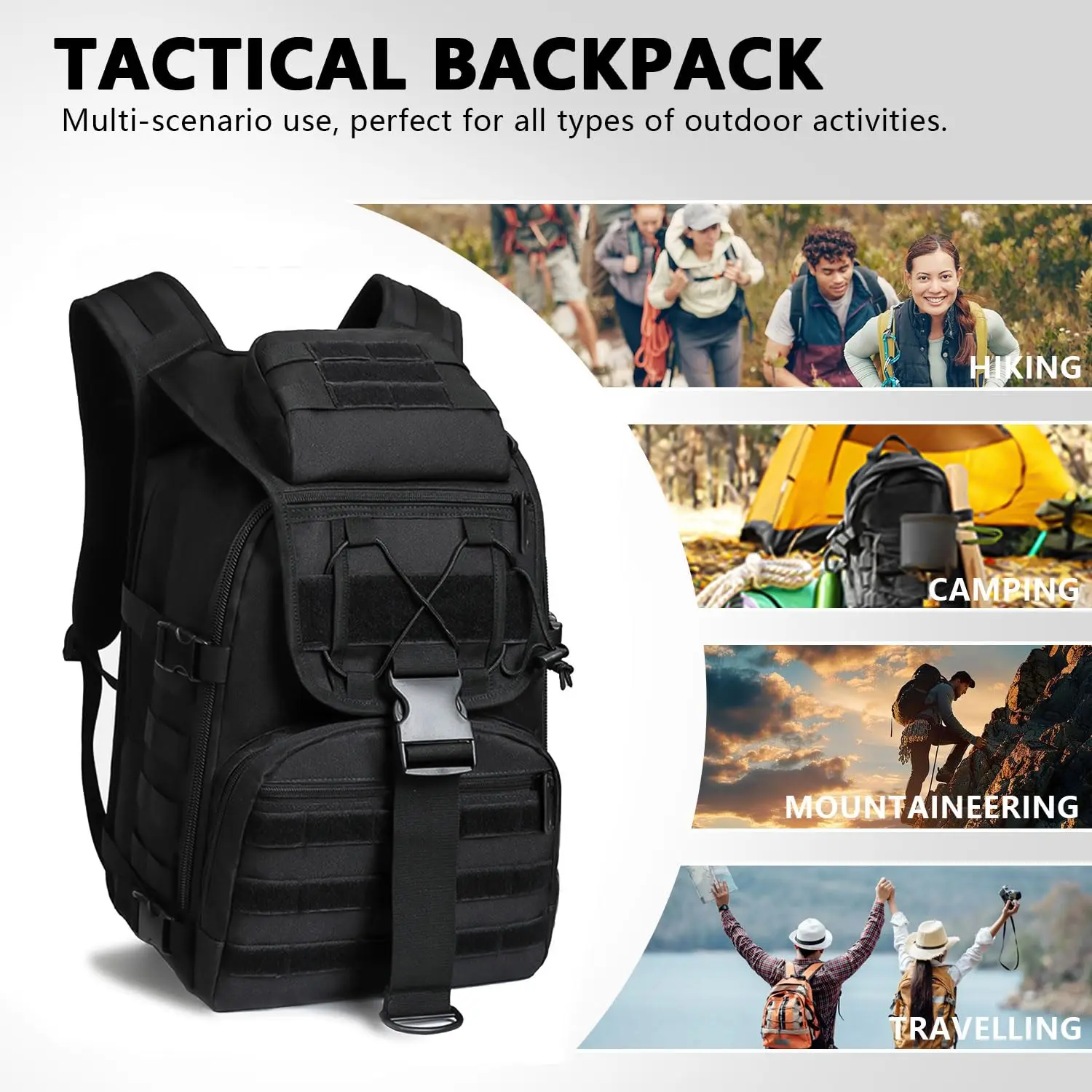 Mochila táctica, mochila militar de 40L, mochila de trekking, mochila de supervivencia, mochila grande para senderismo, mochilas para exteriores - imagen 3
