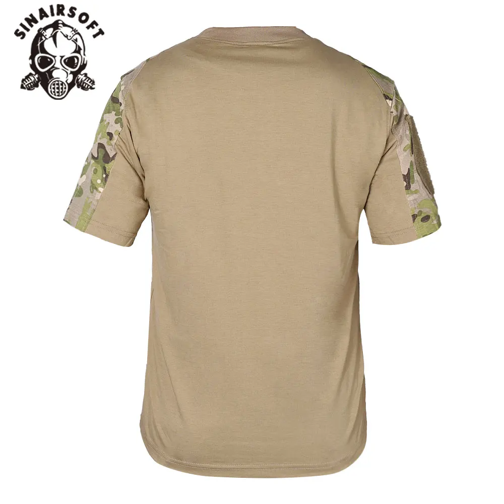 Camiseta táctica de cuello redondo para hombre, camiseta transpirable de algodón de camuflaje de manga corta, camisetas ajustadas de secado rápido para deportes de senderismo y verano - imagen 3