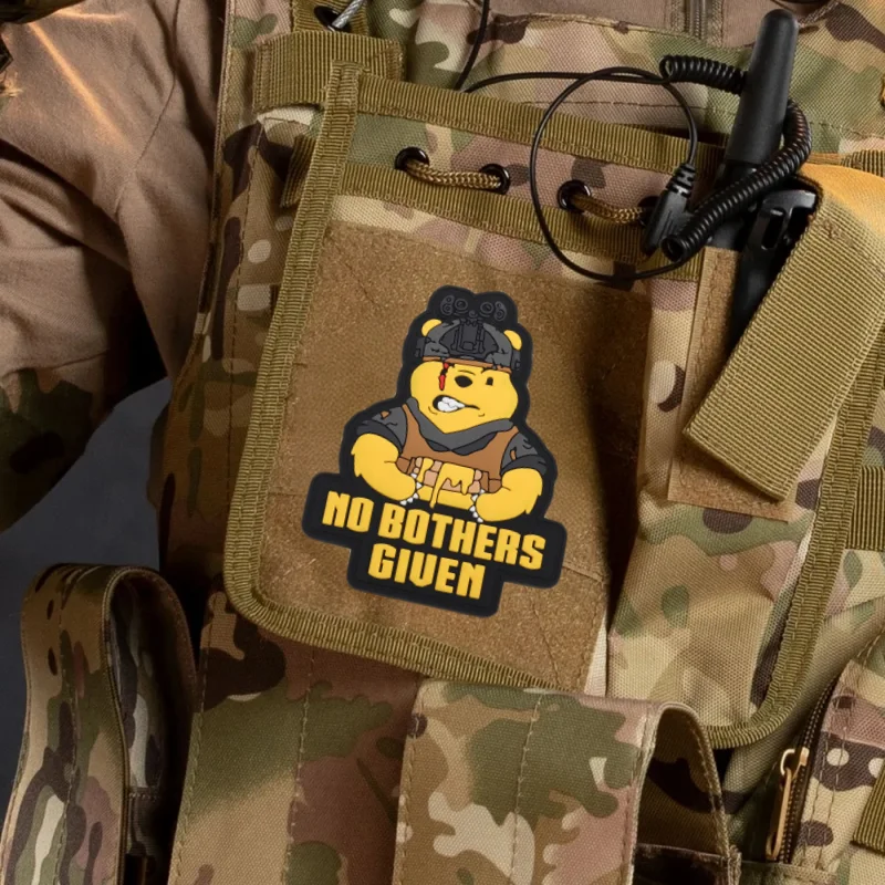 NO BOTHERS GIUEN-insignia de moral de PVC, parche táctico de visión nocturna, brazalete de oso, gancho militar y bucle, pegatina para mochila de ropa - imagen 2