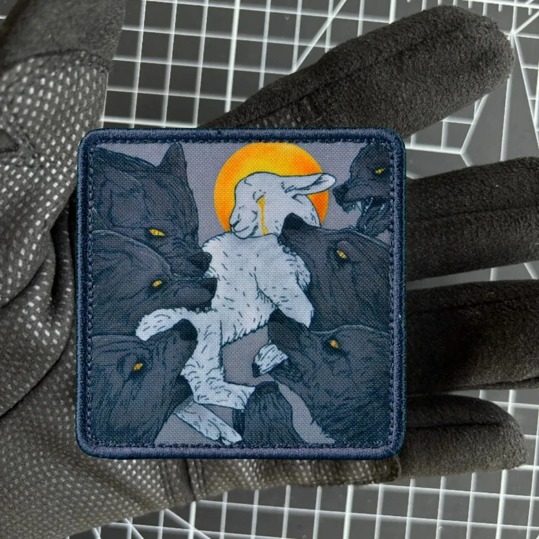 Parches tácticos de moral "Lamb", insignia militar, brazalete, pegatinas de gancho y bucle impresas para mochila de ropa - imagen 3
