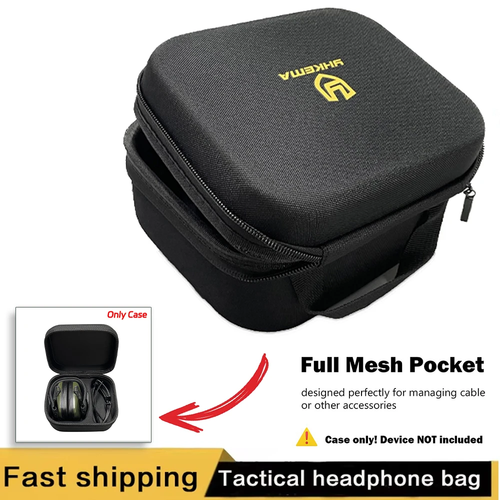 Bolsa de almacenamiento táctica para auriculares, estuche rígido impermeable para auriculares de tiro y orejeras de seguridad para disparar