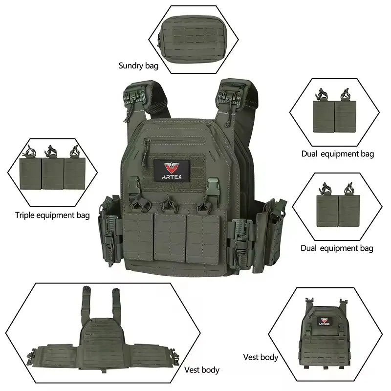 Chaleco Portaplacas Táctico Ajustable para Airsoft y Caza - imagen 3