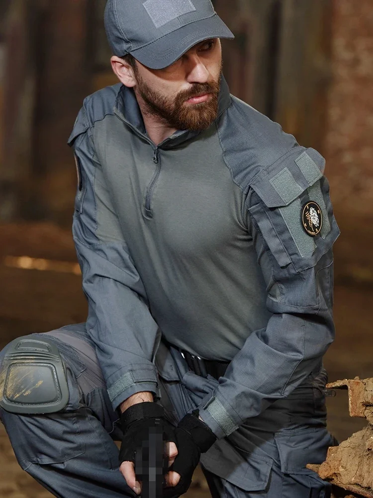 Traje G3 para exteriores, Instructor de asalto táctico negro y gris, uniforme de entrenamiento de operaciones especiales, Top y pantalones de combate - imagen 2