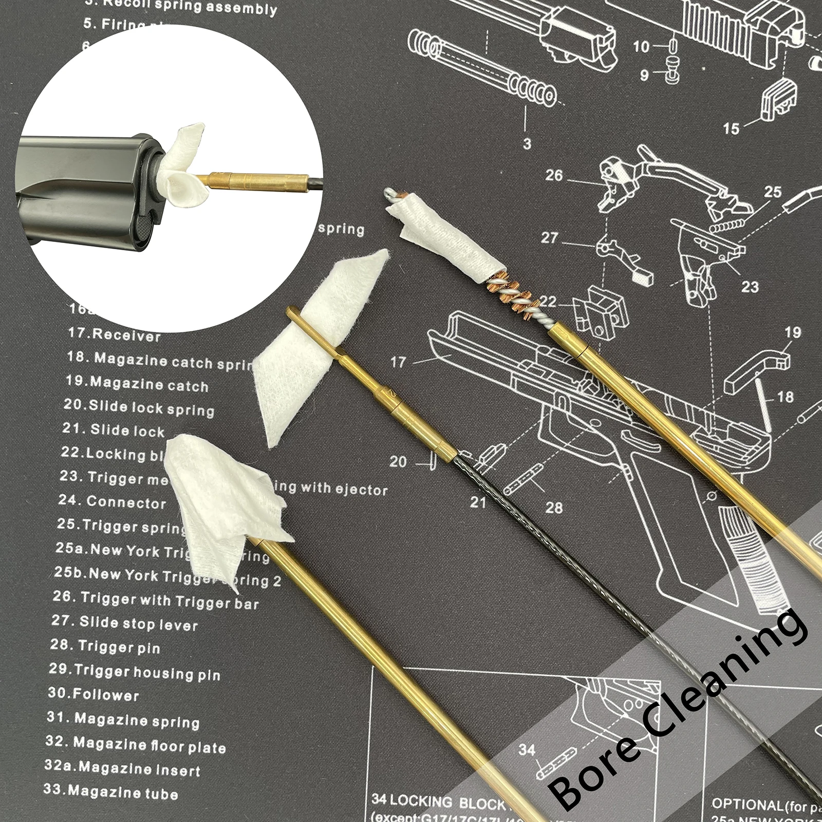 Parches gruesos de limpieza de pistola, paño cuadrado táctico, toallita para Rifle, mantenimiento de pistola, accesorio de tiro de caza, 500 Uds. - imagen 5