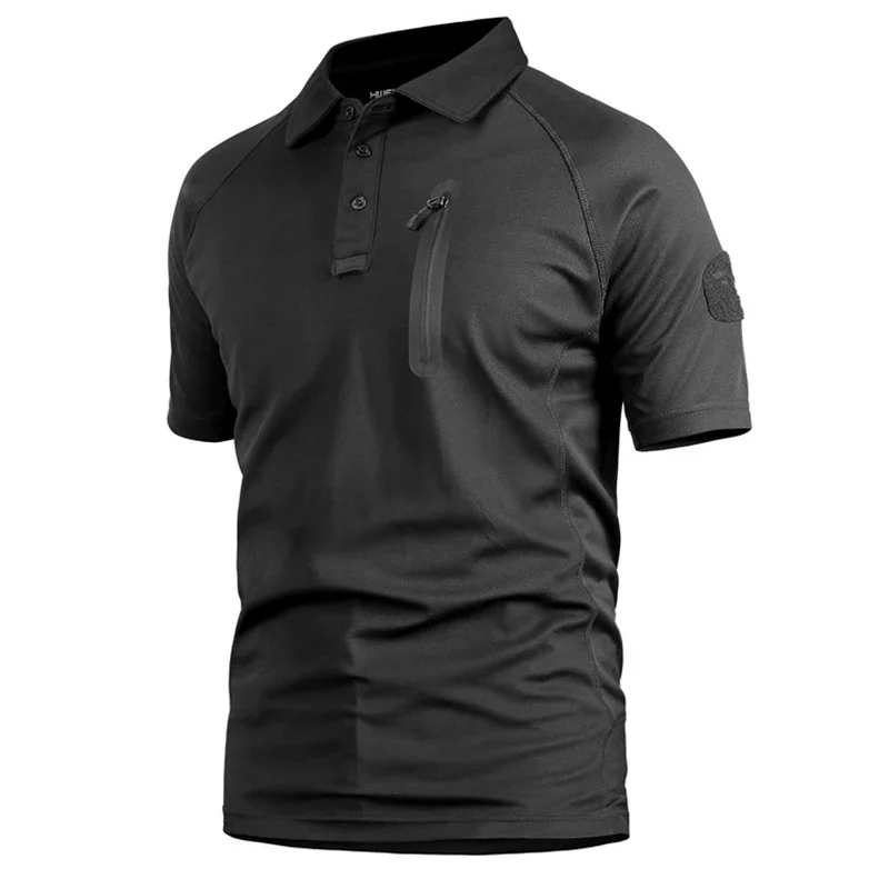 2025 verano hombres camisa corta de manga larga carga pecho bolsillo táctico militar al aire libre camiseta de secado rápido ejército combate polo camisas - imagen 3