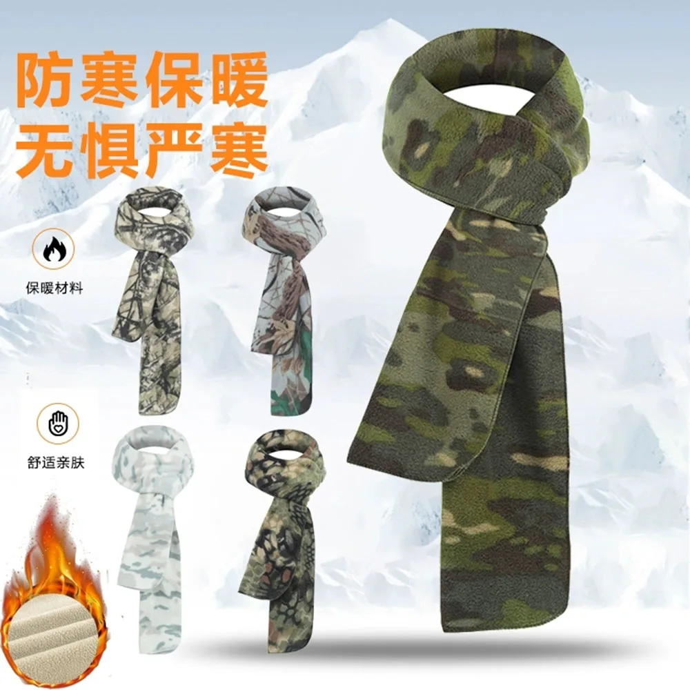 Bufandas de otoño e invierno para hombres y mujeres, bufanda larga multifuncional de lana de camuflaje para exteriores, calentador de cuello cálido, toalla facial para ciclismo