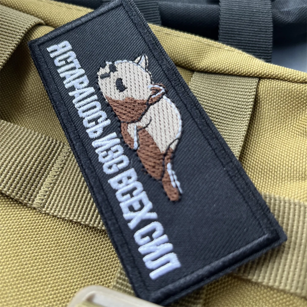 "Gato, no hoy, he hecho mi mejor bordado parches tácticos moral emblema mochila gancho y bucle pegatina - imagen 3