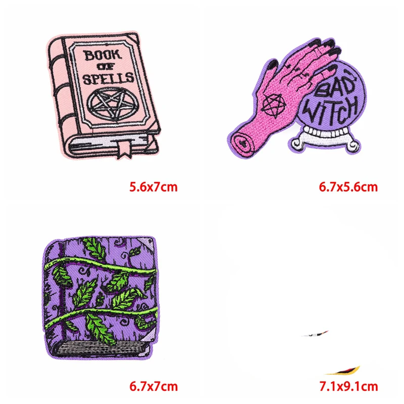 Parche de Animal de dibujos animados para ropa, bordado de fantasma/calavera de terror, parches para planchar, pegatinas bordadas de costura Punk, 10 unids/lote - imagen 2