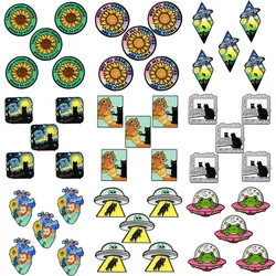 Pin esmaltado gato alienígena OVNI – Insignia Van Gogh para solapa