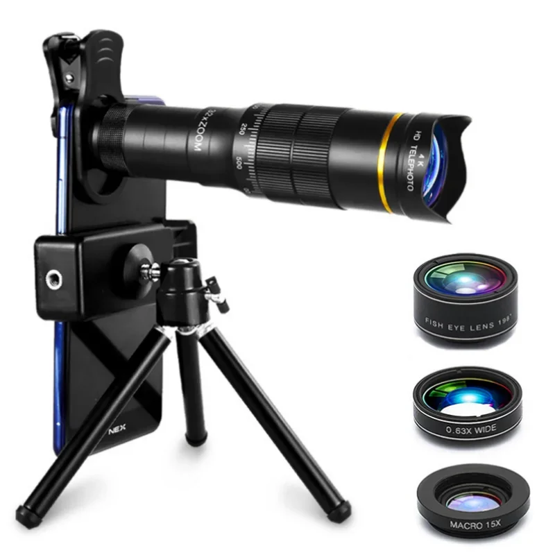 Telescopio Monocular profesional de 32x22x4K, lente de teléfono con Zoom HD, teleobjetivo con trípode, telescopio de Metal para turismo - imagen 2