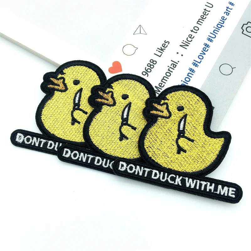 Parche de gancho y bucle bordado de pato amarillo de 3 piezas, insignia de pato de dibujos animados, pegatina DIY para ropa, bolsos, zapatos, sombreros, Etc. - imagen 3