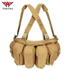 Yakeda chaleco táctico MOLLE con portacargadores doble y bolsas utilitarias