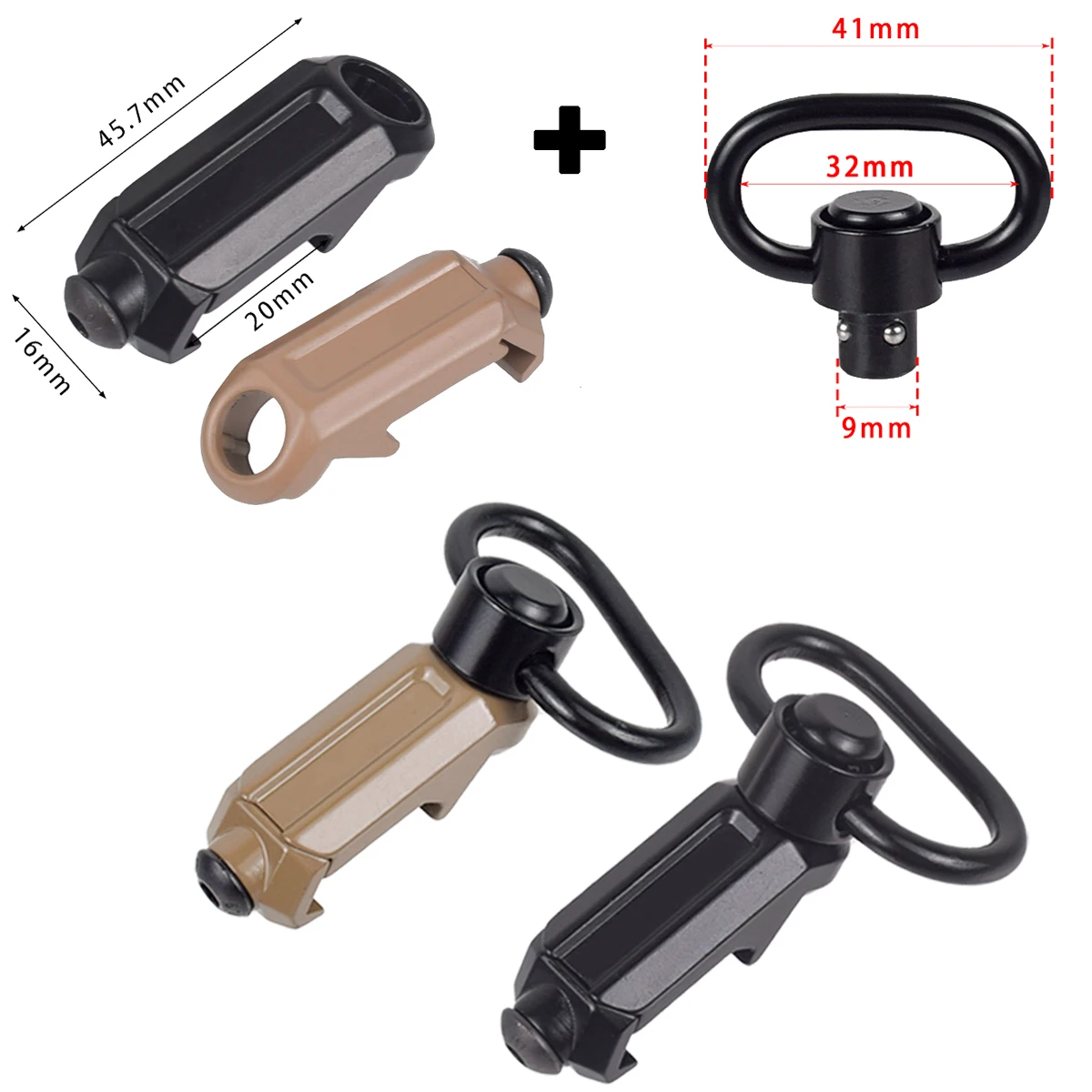 Eslinga táctica RSA, montaje giratorio GBB Paraclip Gun QD, correa de eslinga, adaptador de separación rápida, tornillos de caza para Rifle M4 M5 10mm/12mm - imagen 5