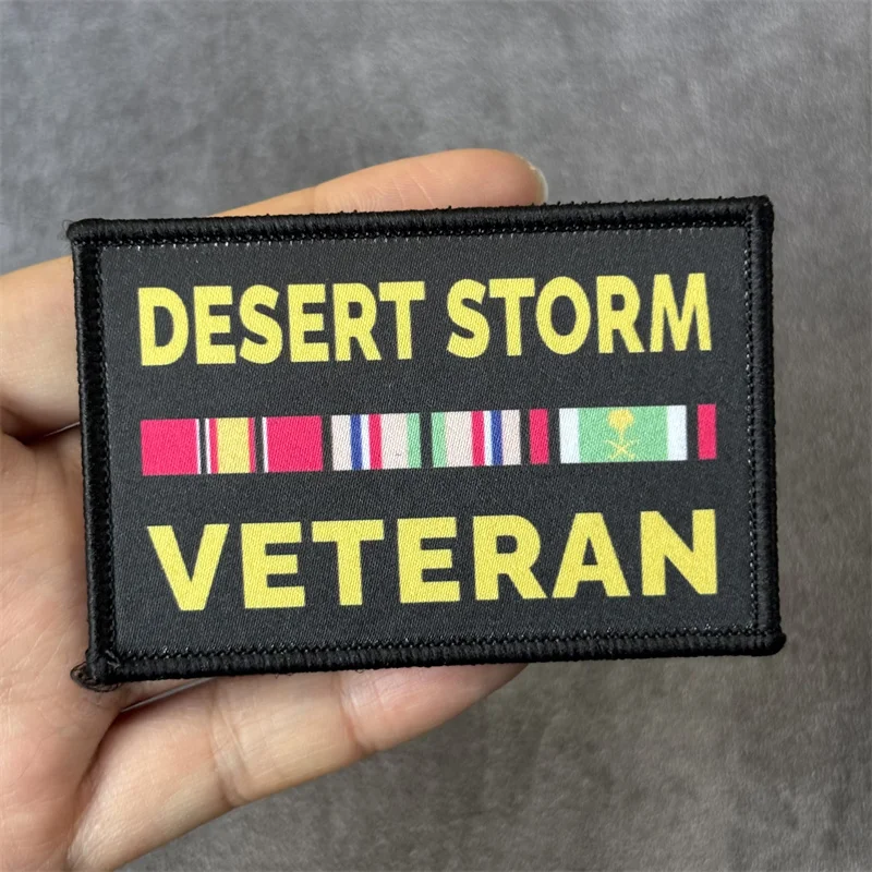 Parche táctico de tormenta del desierto para ropa, brazalete impreso, insignia de moral, parches de bucle de gancho, pegatinas para mochila - imagen 3