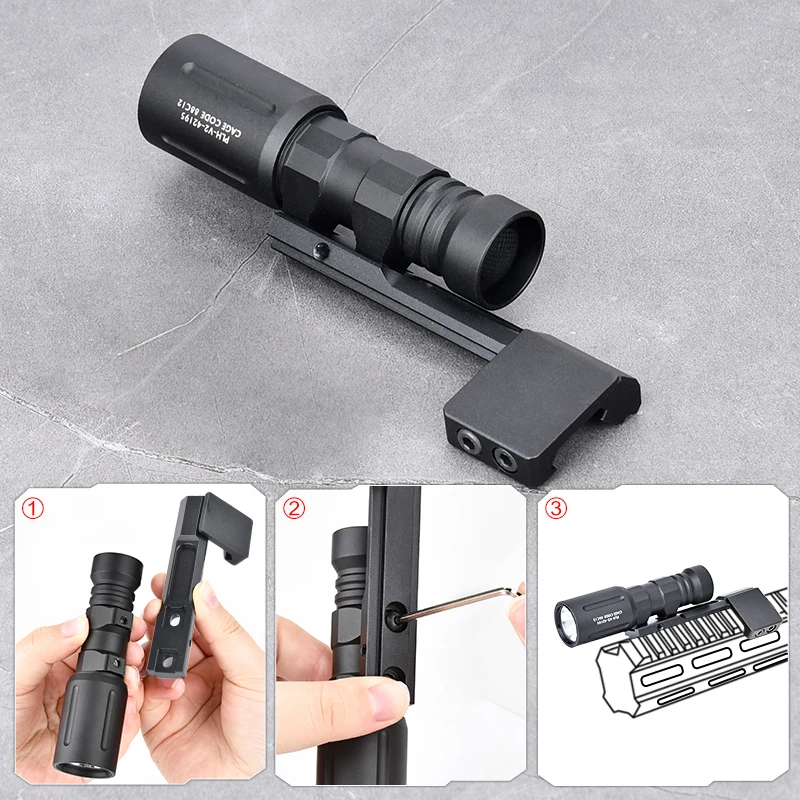 Soporte de luz adaptable de compensación táctica Surefir M300 M600 PLHV2 linterna Base lateral soportes de luz de explorador caza riel Picatinny de 20MM - imagen 5