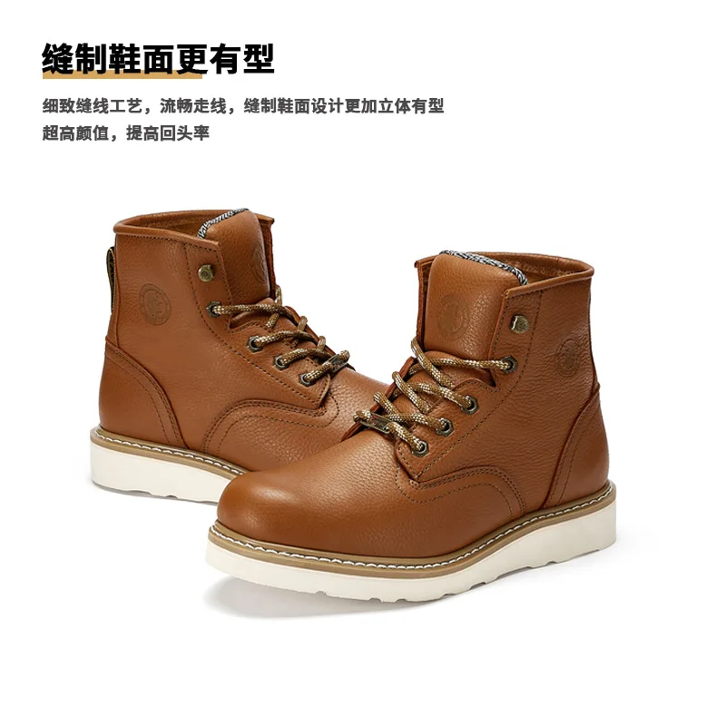 ROCKROOSTER-zapatos de senderismo de piel de vaca para hombre, zapatillas Goodyear impermeables, botas de herramientas para motocicleta, zapatos tácticos, botas para caminar y cazar - imagen 3