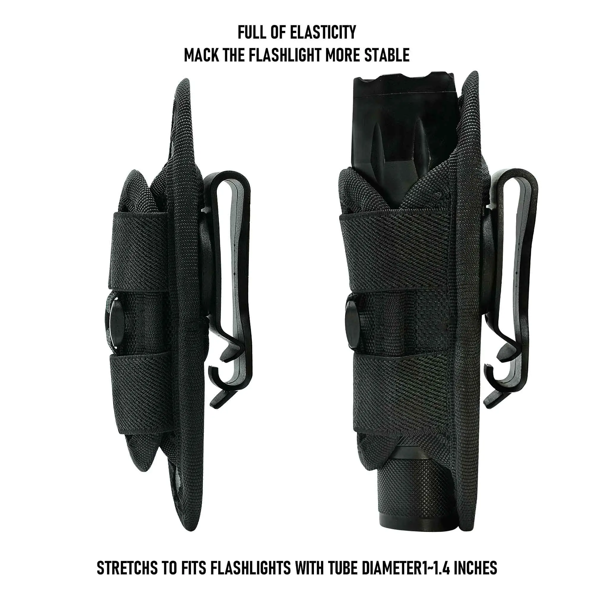 Funda para linterna táctica, bolsa para linterna giratoria, Clip para cinturón, estuche de transporte para antorcha con mosquetón de 360 grados - imagen 5