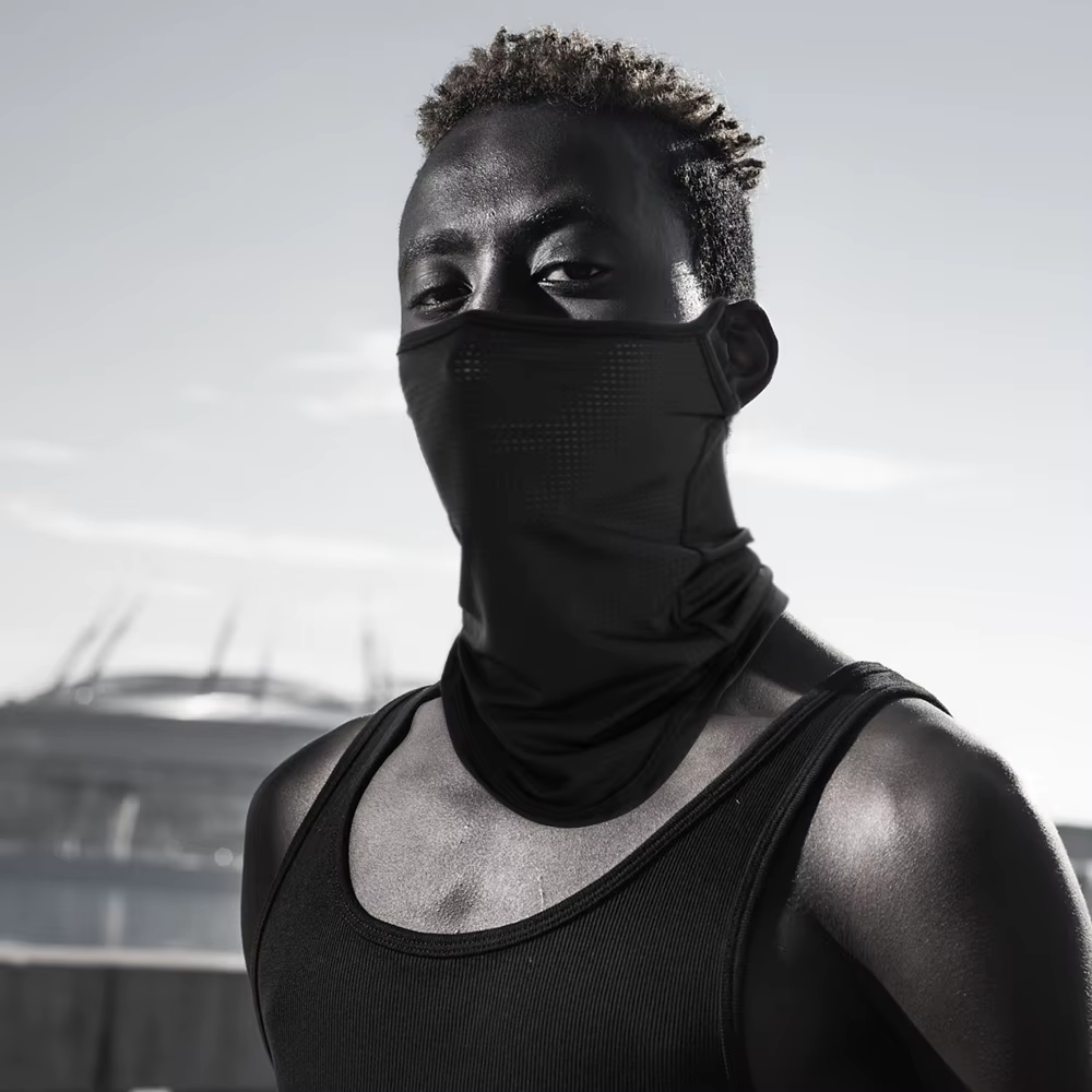 Bandana de malla para ciclismo para hombre y mujer, Media máscara para colgar en la oreja, polaina de cuello de seda fría, bufanda de tubo para deporte, correr, senderismo y caza - imagen 3