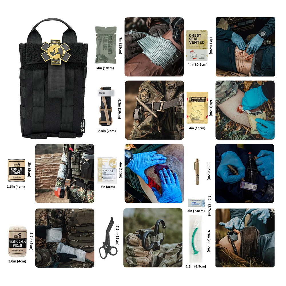 Botiquín de primeros auxilios táctico IFAK Molle, bolsa EMT de nailon 500D con torniquete, sello de pecho, vendaje para emergencias al aire libre - imagen 4