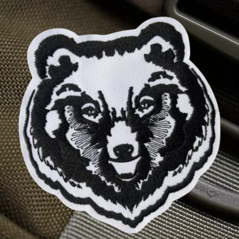 Parche bordado con cabeza de oso, chaleco táctico, sombreros con gancho y bucle, insignia de moral, mochila, pegatinas decorativas, parches para brazalete para ropa - imagen 5