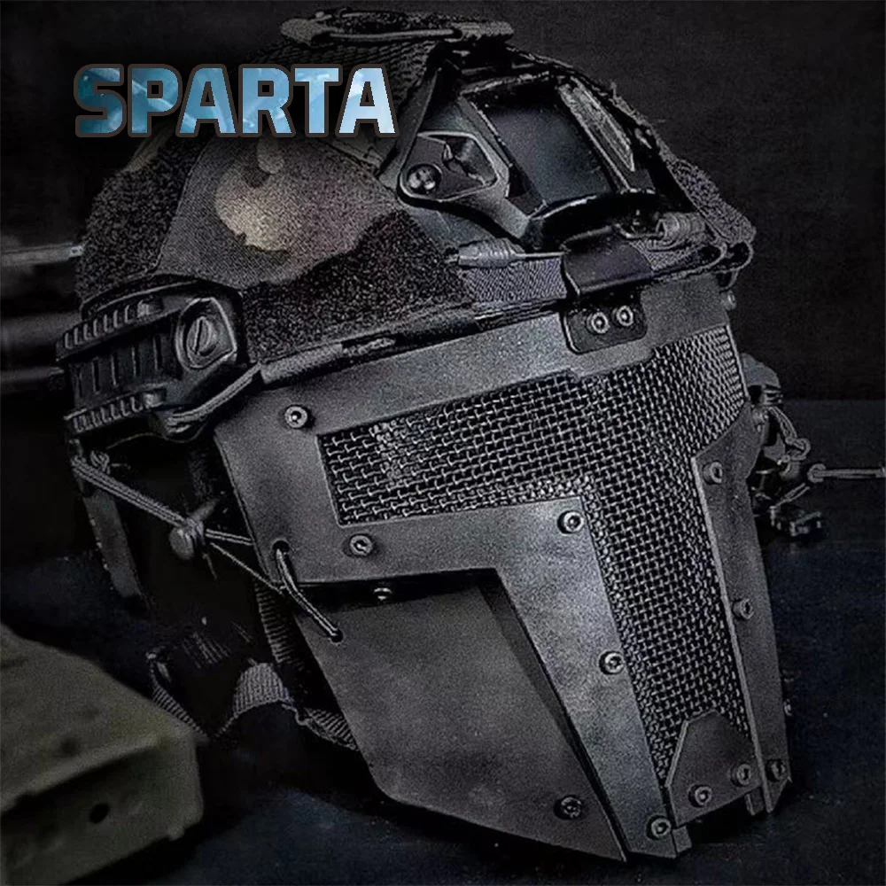 Conjunto de casco táctico con funda de casco de camuflaje & Máscara de malla de cara completa para Airsoft Equipo de tiro de paintball al aire libre Conjunto de casco de caza