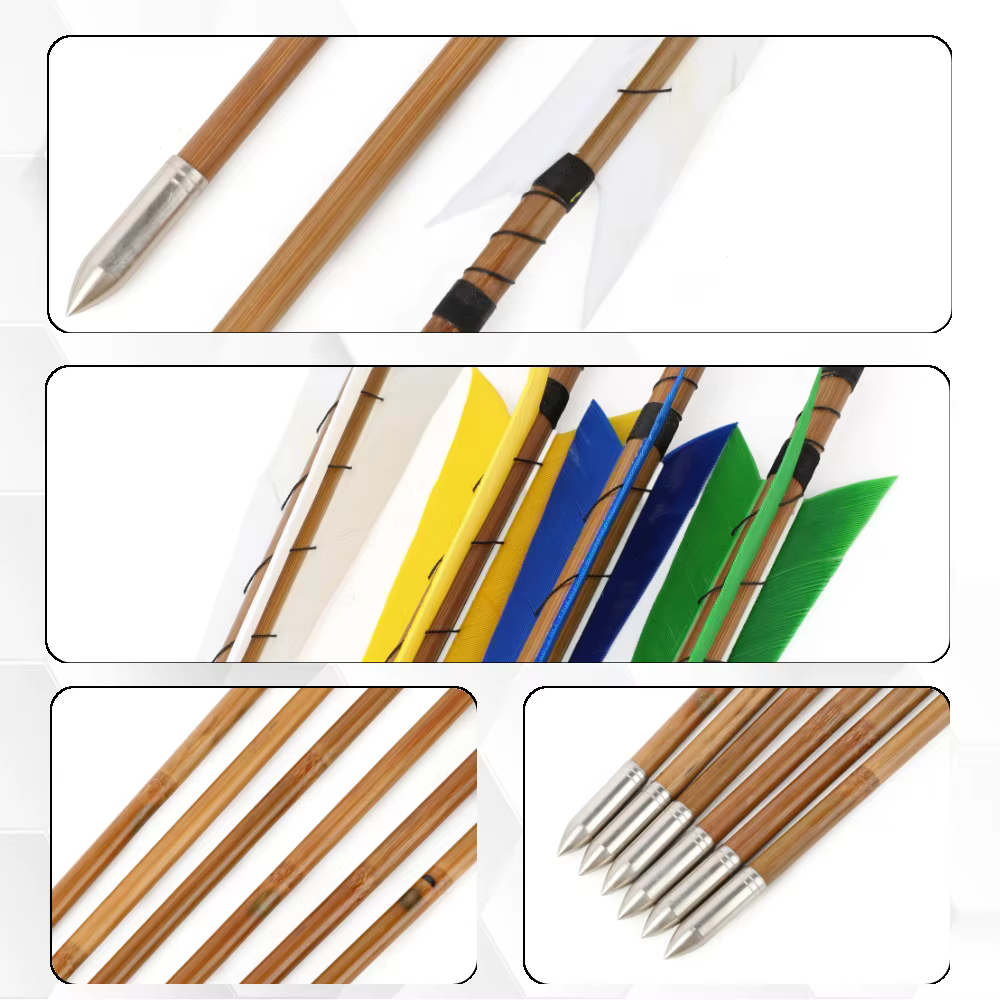 Flechas de bambú para arco recurvo con plumas naturales tiro al blanco - imagen 3