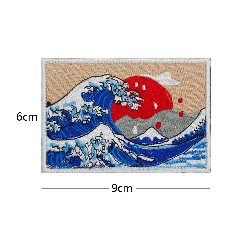 Parche bordado The Great Wave Off Kanagawa, parche japonés, gancho táctico, parches traseros, Badgesfor backpack custom - imagen 5