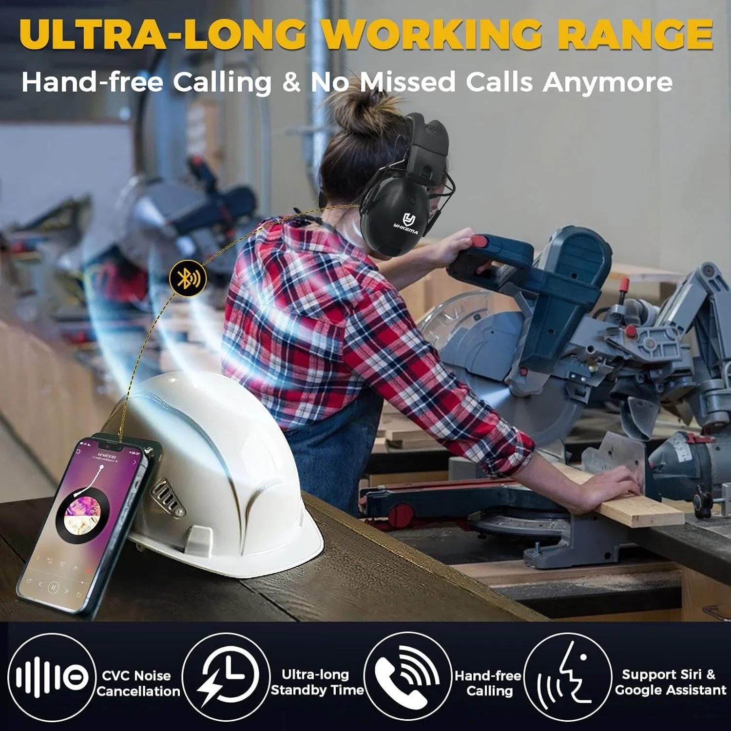 Nuevos auriculares electrónicos 5,4 orejeras Bluetooth protección auditiva auriculares para música seguridad reducción de ruido - imagen 5