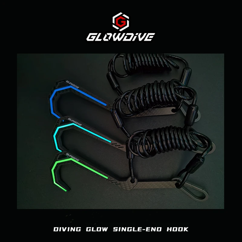 Gancho de flujo noctilucente para buceo con cuerda de resorte doble magnética, hebilla de aleación de titanio y fibra de carbono, caja de almacenamiento luminosa - imagen 3