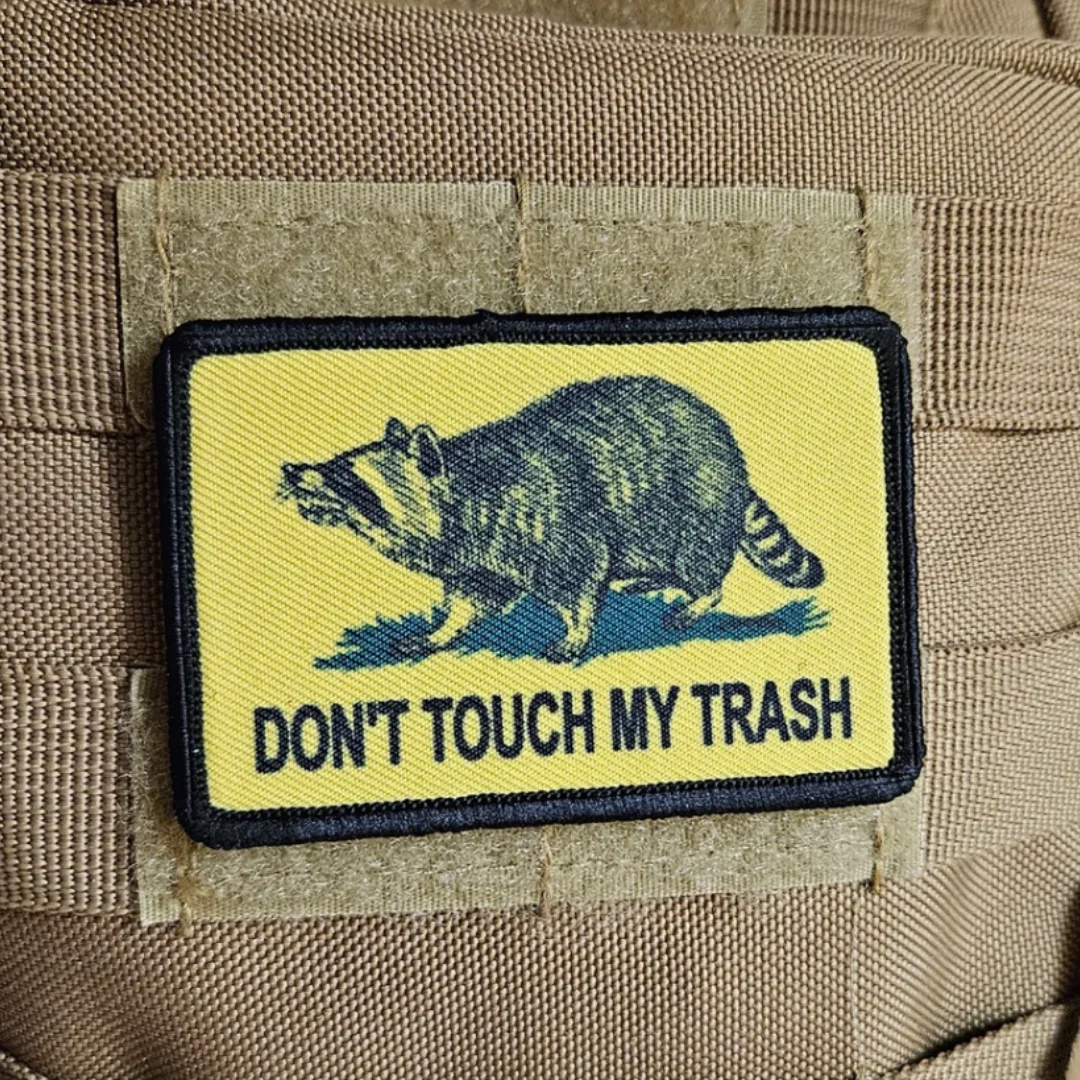 Don't touch my trash raccoon Gadsden moral, parche táctico impreso, Parche de gancho y bucle, insignia militar, brazalete, pegatinas de mochila - imagen 3