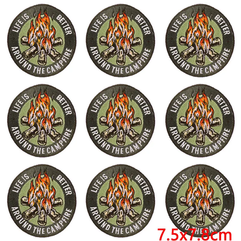 Parches termoadhesivos bordados para ropa de aventura, parche Fusible de ola de mar para planchar en la ropa, acampada, montaña, 10 unids/lote por paquete - imagen 3