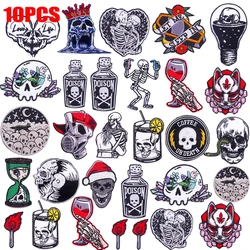 Parches bordados calavera Punk para chaquetas y sombreros