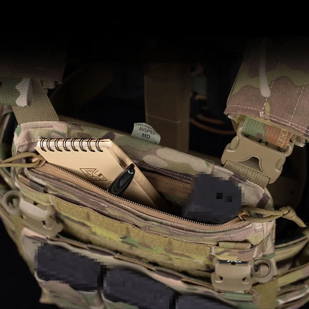 Chaleco táctico con doble cremallera, bolsa de inserción para chaleco Crye AVS, bolsillo de almacenamiento, cubierta con cremallera, chaleco de caza Airsoft, accesorios con cremallera - imagen 3