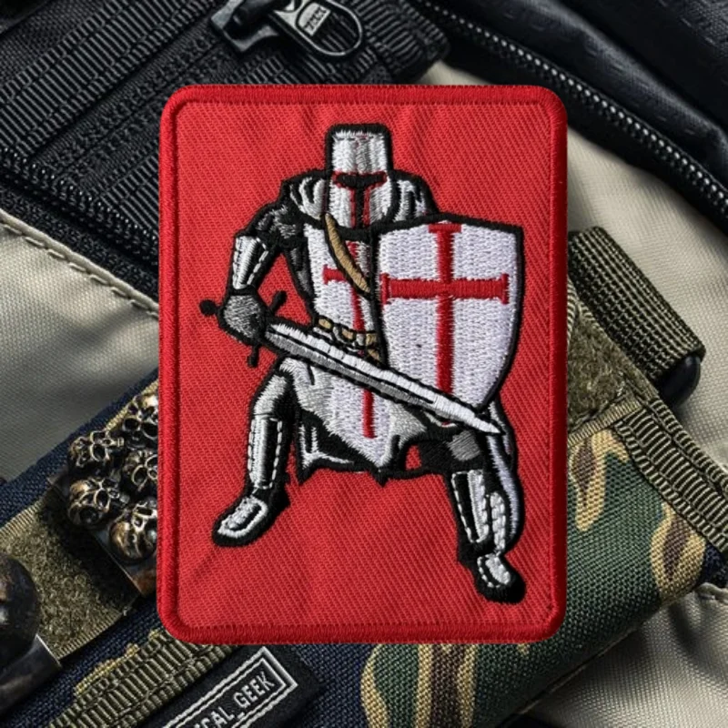 Parche bordado de caballero cruzado, chaleco táctico, insignia de moral con gancho y bucle, pegatinas decorativas para mochila, parches para brazalete para ropa - imagen 3