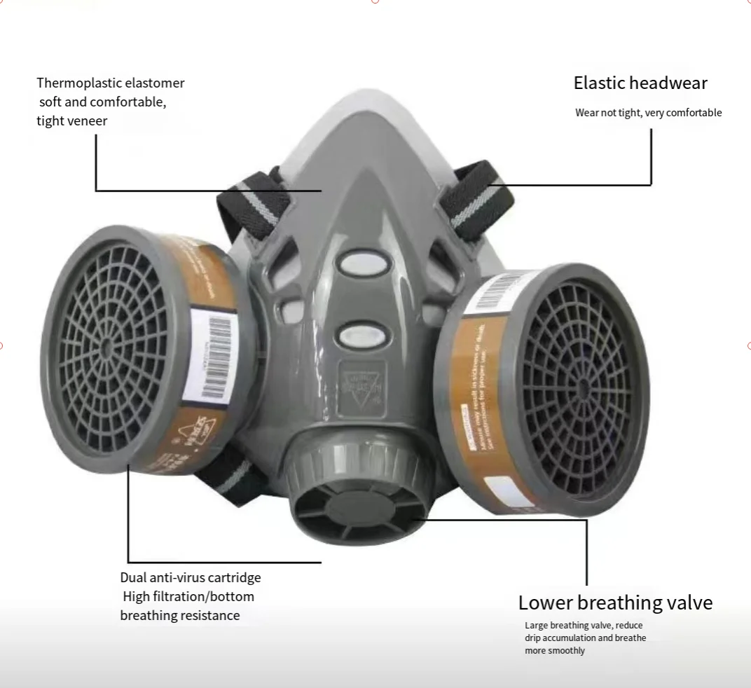 Máscara de Gas de cara completa con gafas, seguridad, pintura en aerosol, pesticida químico, decoración, formaldehído, antipolvo, respirador con filtro - imagen 4