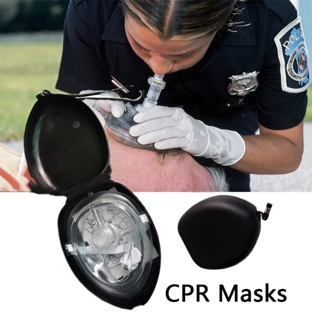 1-10 Uds máscara de rescate de RCP con estuche, protector facial de barrera de respiración de primeros auxilios de emergencia para adultos y niños, portátil para entrenamiento de RCP - imagen 2