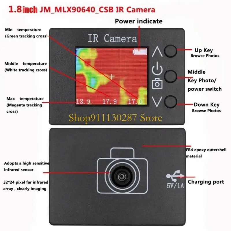 J1HC Termal Imager LCD temperatura Cámara imágenes definición clara - imagen 4