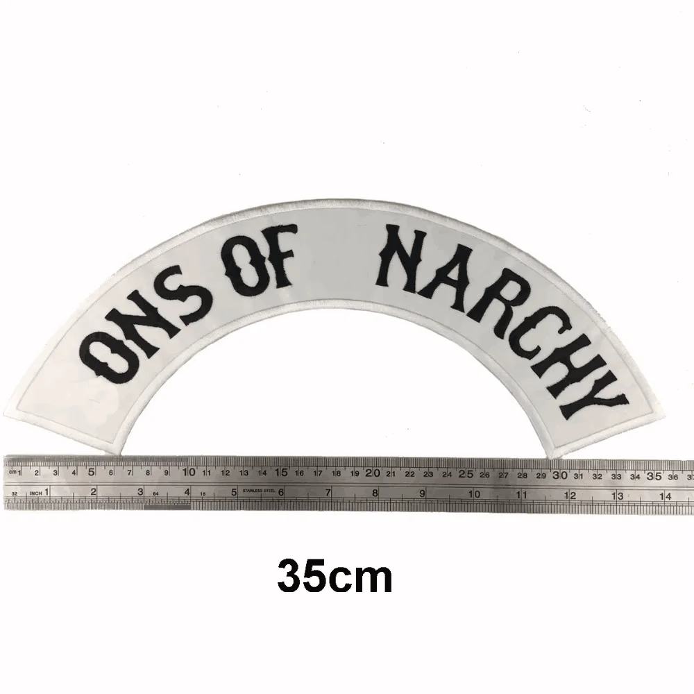SOA Original hijo de bordado parche trasero anarquía negro hierro en parches para ropa motocicleta Club 35CM - imagen 4
