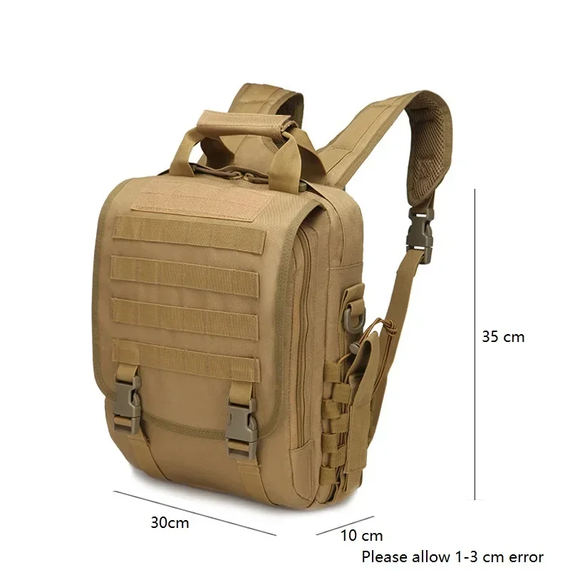 Molle Tan negro al aire libre 14 ''bolsa para ordenador portátil mochila táctica senderismo Camping bolsas mochilas para PC portátil bolso cruzado impermeable - imagen 4