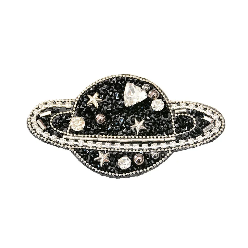 Parches hechos a mano con cuentas 3D de diamantes de imitación, diseño de avión espacial de estrella, coser en parches de avión, bolsas de ropa, decoración, apliques DIY - imagen 3