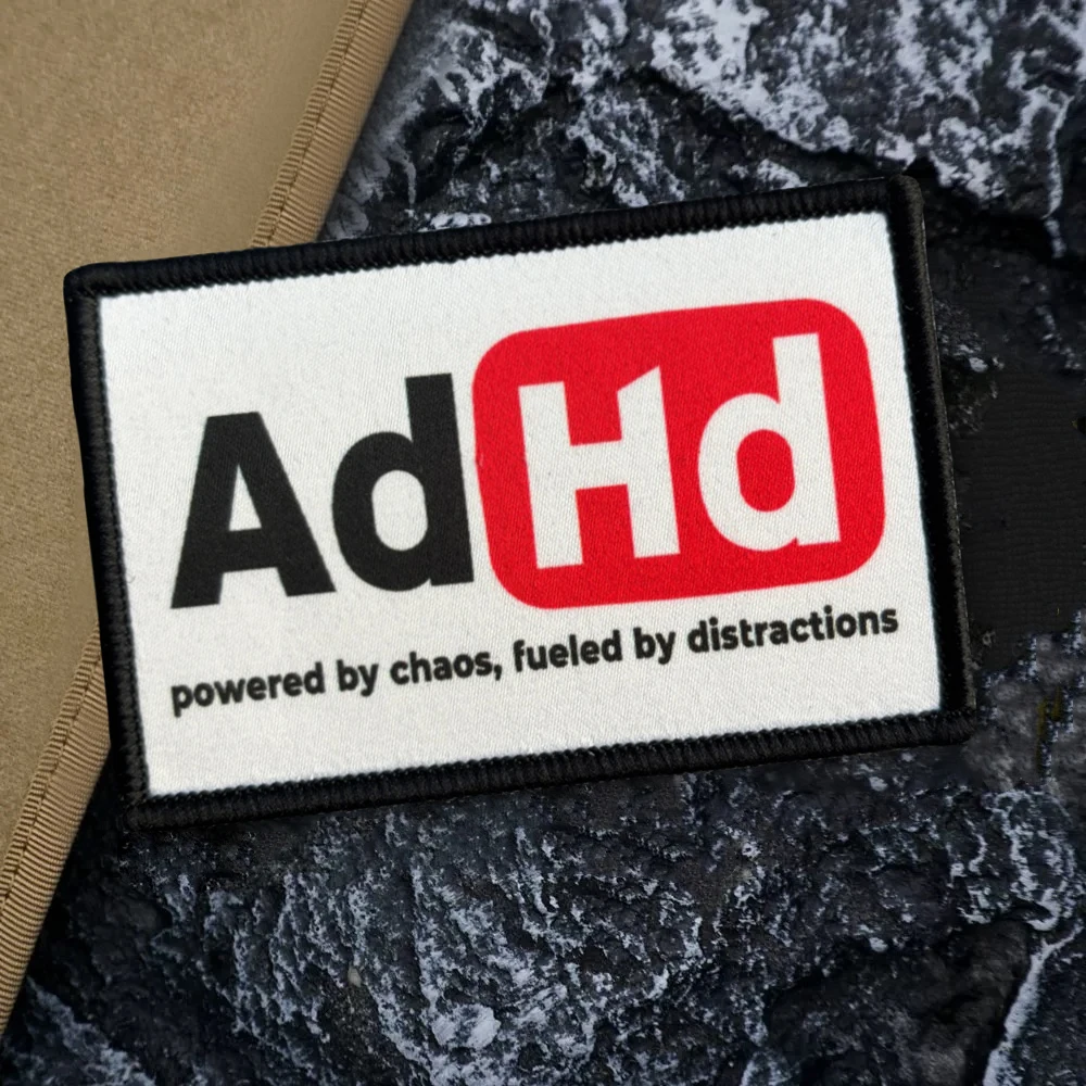 Parches tácticos "ADHD", divertidos estampados de UAV, cierre de gancho y bucle, insignia de moral militar, brazalete, pegatinas para mochila - imagen 4